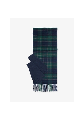 Mens Barbour Tartan-Print Lambswool Scarf and Gloves Gift Set