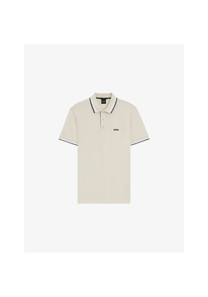 Mens Boss Paddy Brand-Embroidered Cotton-Piqué Polo Shirt