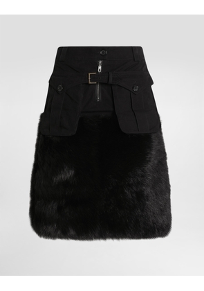 Dolce & Gabbana Midi Skirt With Fur - Woman Skirts Black 38