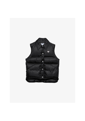 Womens Prada Re Nylon Collared Shell-Down Gilet