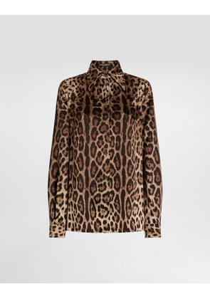 Dolce & Gabbana Leopard-print Satin Shirt - Woman Shirts And Tops Animal Print 40