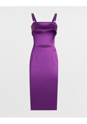 Dolce & Gabbana Fitted Satin Dress - Woman Dresses Purple Satin 46