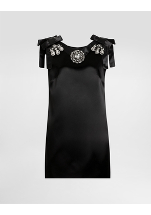 Dolce & Gabbana Stretch Satin Dress - Woman Dresses Black Satin 46