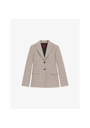 Womens Hugo Single-Breasted Peak-Lapel Stretch-Woven Blazer