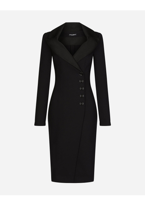 Dolce & Gabbana Technical Jersey Midi Coat Dress - Woman Dresses Black Fabric 42