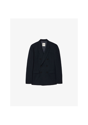 Mens Sandro Regular-Fit Double-Breasted Wool Suit Jacket
