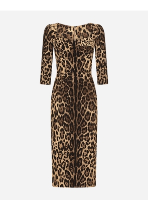 Dolce & Gabbana Leopard-print Calf-length Cady Dress - Woman Dresses Animal Print Viscose 52