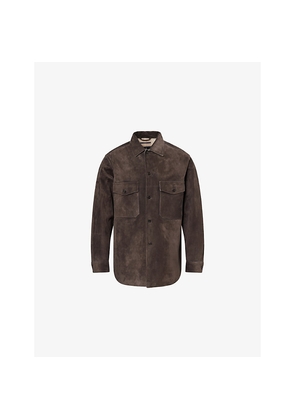 Mens Dunhill Patch-Pocket Long-Sleeve Suede and Cashmere Overshirt