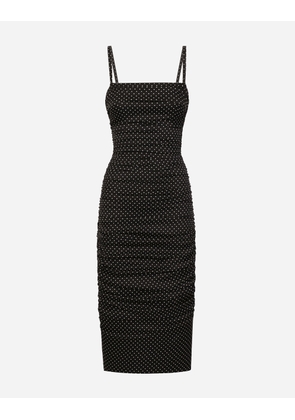 Dolce & Gabbana Charmeuse Sheath Dress With Micro Polka-dot Print: - Woman Dresses Print 36