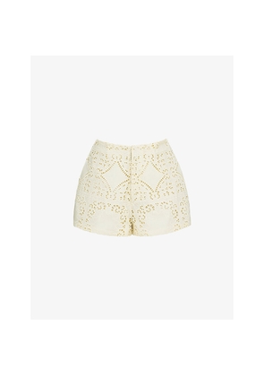 Womens House of CB Eman Broderie Anglaise Cotton Shorts