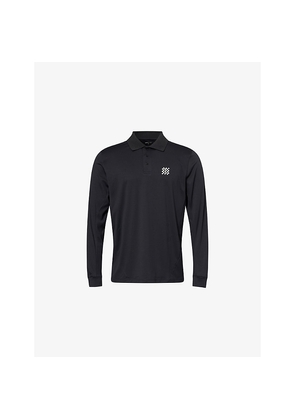 Mens Manors Course Long-Sleeve Logo-Print Woven Polo T-Shirt