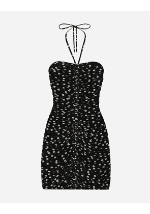 Dolce & Gabbana Short Draped Tulle Dress With Polka-dot Print - Woman Dresses Print 44
