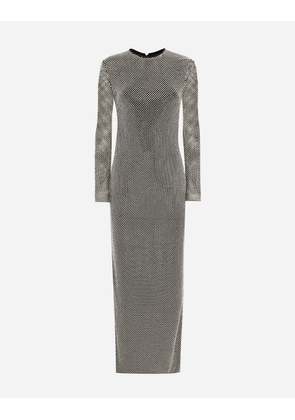 Dolce & Gabbana Long Crystal Mesh Dress - Woman Dresses Silver 42