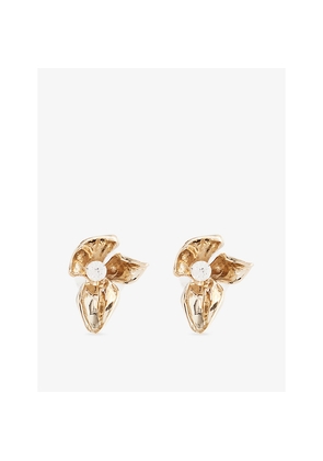 Womens Erdem Flower Small Brass Earrings
