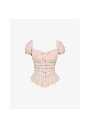 Womens House of CB Cara Peplum-Hem Chiffon Top