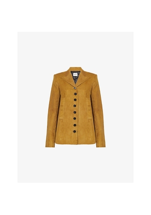 Womens Khaite Saraphina Peak-Lapels Suede Jacket