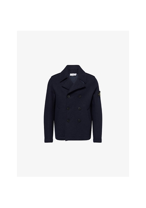 Mens Stone Island Felted Double-Breasted Wool Jacket