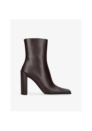 Womens Azzedine Alaia Square-Toe Leather Heeled Boots