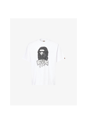 Mens A Bathing Ape Bape Hand Drawn Ape Graphic-Print Cotton T-Shirt