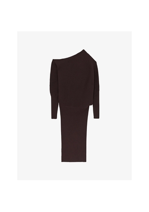 Womens Reiss Lara Off-Shoulder Draped Stretch-Knit Midi Dress