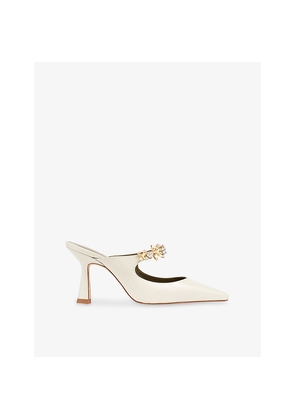 Womens LK Bennett Ambrose Flower Heeled Patent-Leather Mules