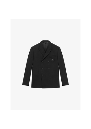 Mens The Kooples Crest-Appliqué Double-Breasted Woven Blazer