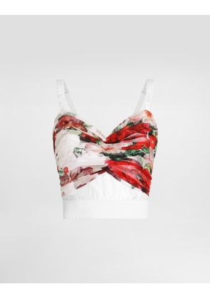 Dolce & Gabbana Rose-print Marquisette And Chiffon Corset Top - Woman Shirts And Tops Print 48
