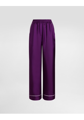 Dolce & Gabbana Silk Twill Vanity Pants - Woman Pants And Shorts Purple 52