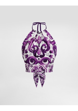 Dolce & Gabbana Majolica-print Charmeuse Top - Woman Shirts And Tops Multicolor 42