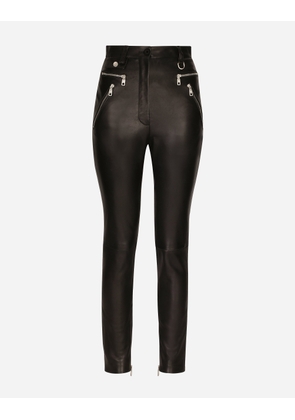 Dolce & Gabbana Faux Leather Jeans With Zipper - Woman Pants And Shorts Black 46