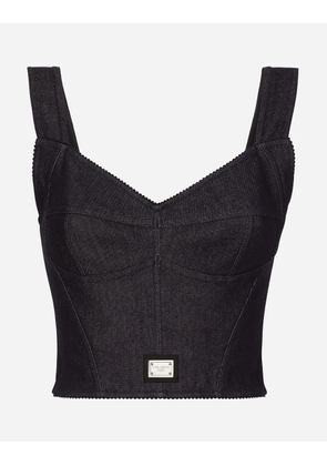 Dolce & Gabbana Cotton Denim Corset Top - Woman Denim And Jeans Multi-colored 38