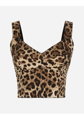 Dolce & Gabbana Leopard-print Charmeuse Bustier Top - Woman Shirts And Tops Animal Print 42