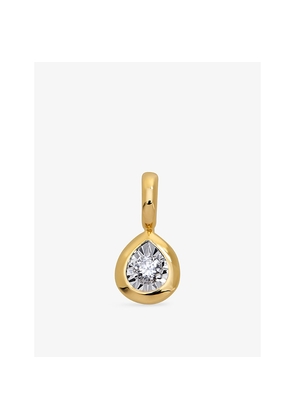Womens Monica Vinader Pear Solitaire 18ct Yellow Gold Vermeil and 0.06ct Lab Grown Diamond Pendant