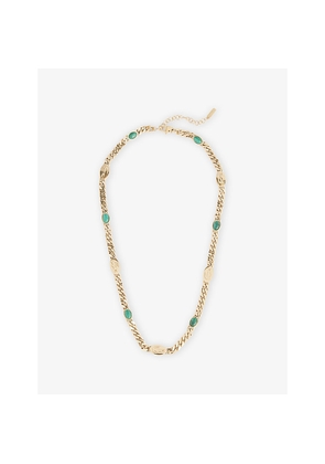 Womens Lacoste Crocodile Cuban Chain Stainless Steel Necklace