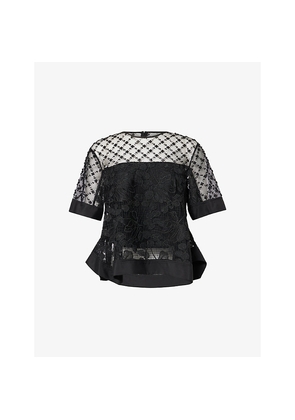 Womens 3.1 Phillip Lim Flounce Short-Sleeve Corded Lace Top