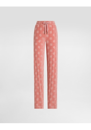 Dolce & Gabbana Jacquard Chenille Jogging Pants With Dg Logo - Woman Pants And Shorts Pink Cotton 50
