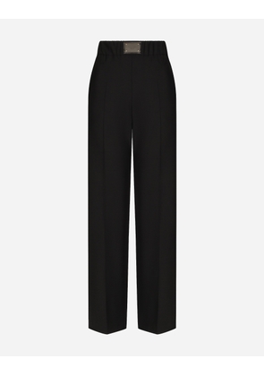 Dolce & Gabbana Flared Wool Pants With Logo Tag - Woman Pants And Shorts Black Wool 46