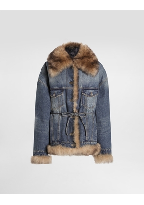 Dolce & Gabbana Denim Jacket With Fur - Woman Denim And Jeans Multi-colored 38