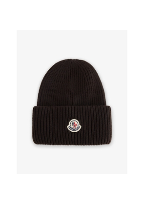 Mens Moncler Brand-Appliqué Ribbed Wool and Cashmere-Blend Beanie