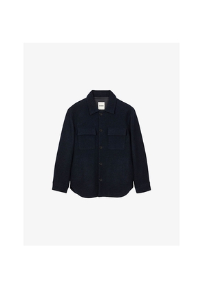 Mens Sandro Patch-Pocket Long-Sleeve Wool Overshirt