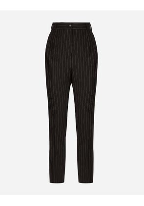 Dolce & Gabbana High-waisted Pinstripe Twill Pants - Woman Pants And Shorts Multicolor Wool 40