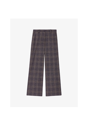 Womens Maje Checked Wide-Leg Stretch-Woven Trousers