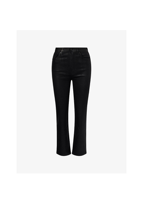 Womens Frame Le Sleek Straight-Leg Coated Stretch- Woven Jeans