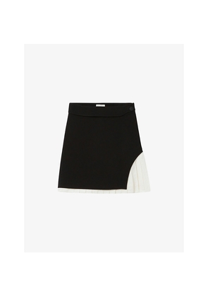 Womens Claudie Pierlot Colour-Block Pleated Stretch-Woven Mini Skirt