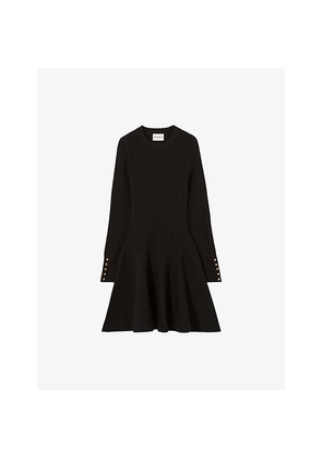 Womens Claudie Pierlot Flared-Skirt Ribbed Knitted Mini Dress