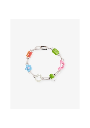 Mens Poubel Colton Rhodium-Plated Sterling-Silver Enamelled Charm Set