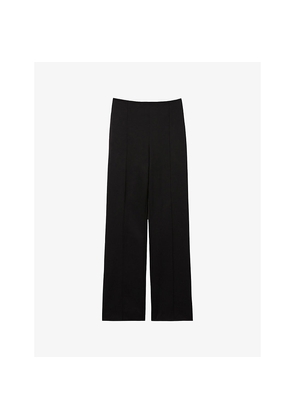 Womens Claudie Pierlot Straight-Leg Belted-Waist Satin Trousers