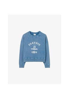 Womens Claudie Pierlot Washed Logo-Print Cotton Sweatshirt