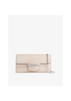 Womens Jimmy Choo Bing Metallic Leather Wallet Chain