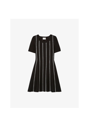 Womens Claudie Pierlot Striped Short-Sleeved Knitted Mini Dress